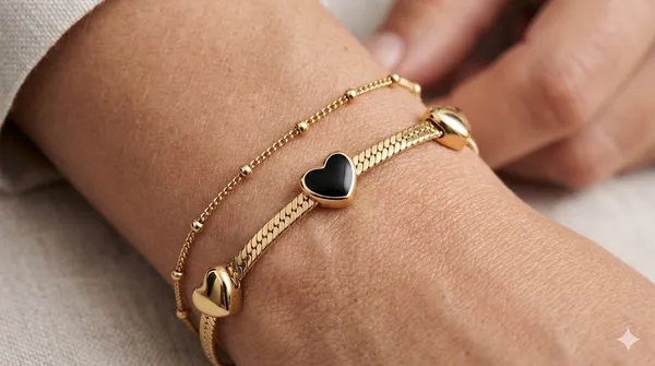 Gold_Stainless_Steel_Dual_Heart_Charm_Layered_Bracelet_For_Women