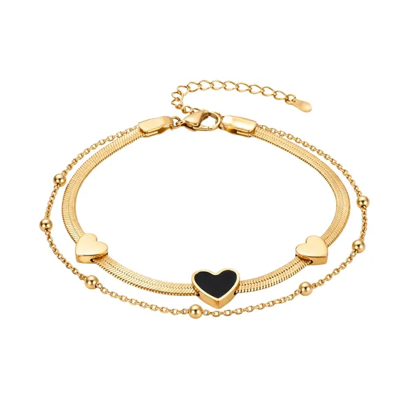 Gold_Stainless_Steel_Dual_Heart_Charm_Layered_Bracelet_For_Women