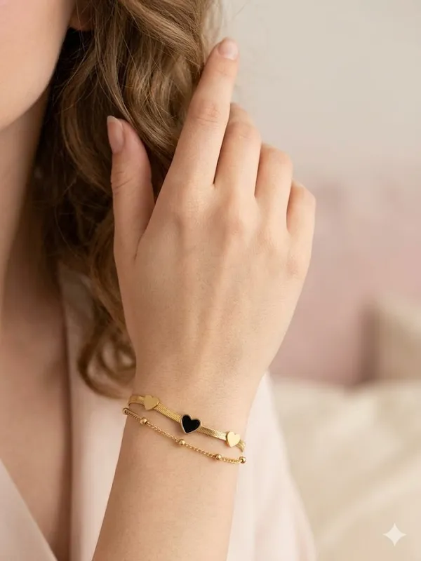 Gold_Stainless_Steel_Dual_Heart_Charm_Layered_Bracelet_For_Women
