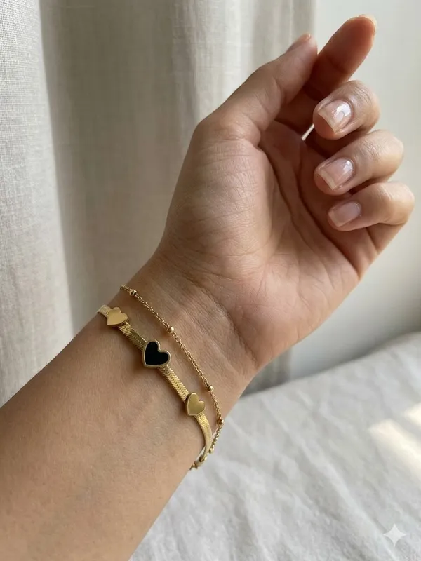 Gold_Stainless_Steel_Dual_Heart_Charm_Layered_Bracelet_For_Women