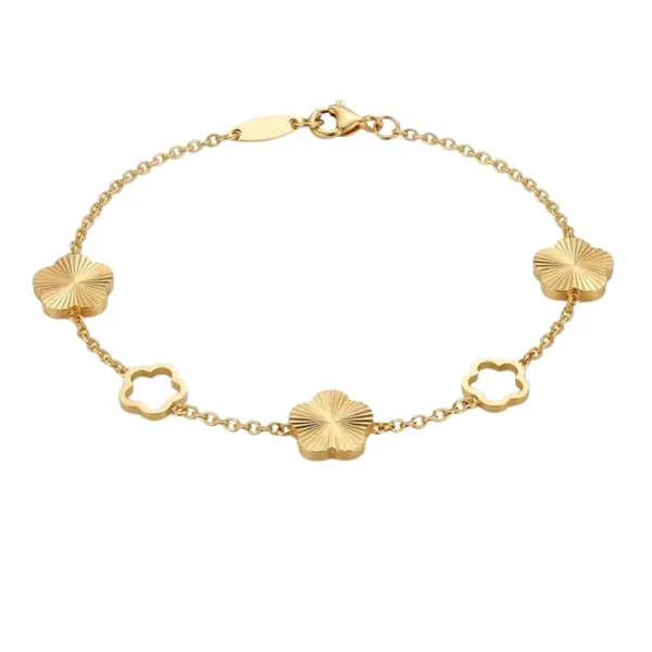 Gold_Stainless_Steel_Clover_Textured_Chain_Bracelet_For_Women