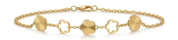 Gold_Stainless_Steel_Clover_Textured_Chain_Bracelet_For_Women