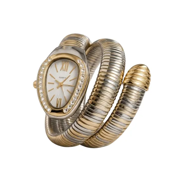 Gold_Stainless_Steel_Serpentine_Coil_Bracelet_Watch_For_Women