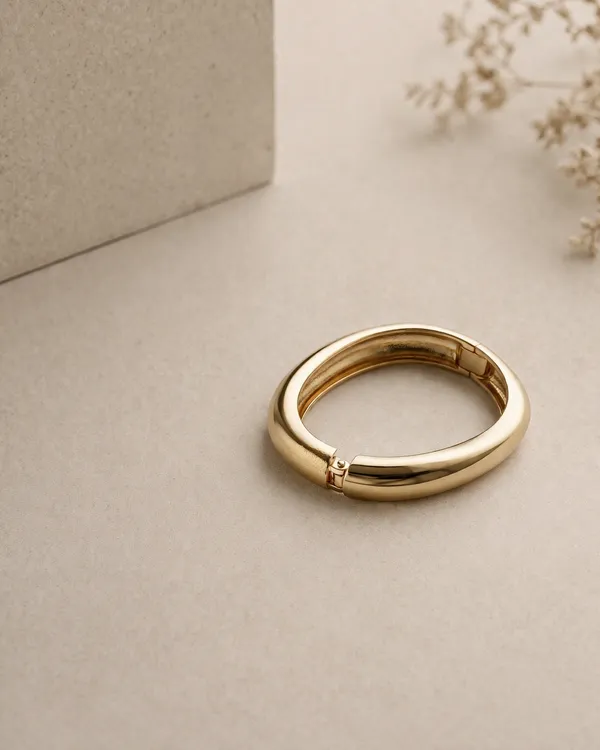 Gold_Stainless_Steel_High_Polish_Dome_Bangle_For_Women