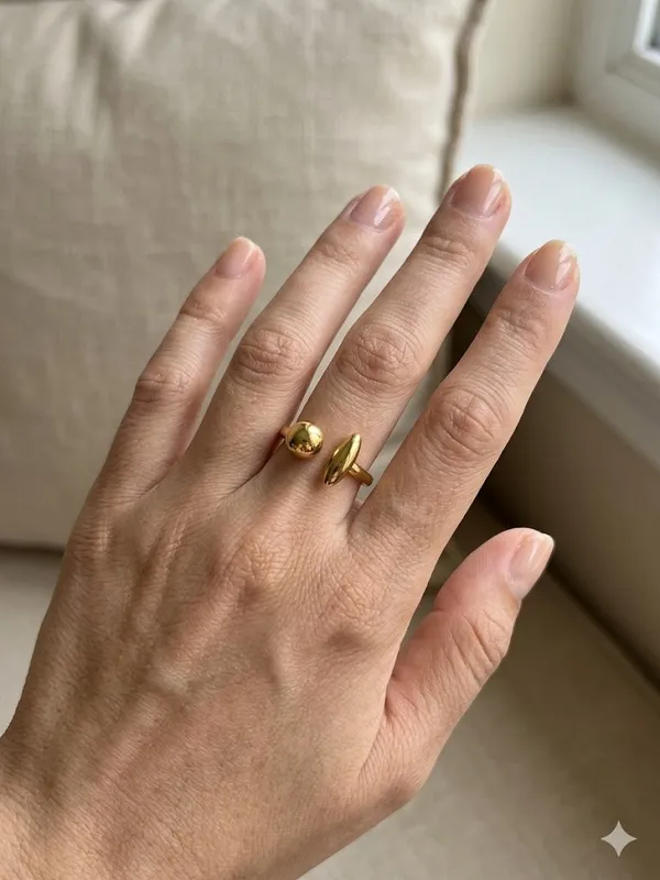 Gold_Stainless_Steel_Dual_Orb_Open_Band_Minimalist_Ring_For_Women