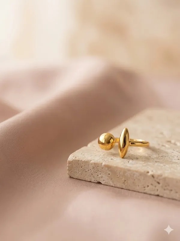 Gold_Stainless_Steel_Dual_Orb_Open_Band_Minimalist_Ring_For_Women