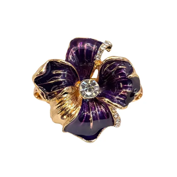 Gold_Stainless_Steel_Violet_Floral_Enamel_Statement_Ring_For_Women