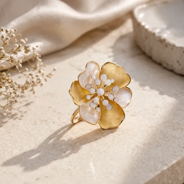 Gold_Stainless_Steel_Pearl_Bloom_Floral_Statement_Ring_For_Women