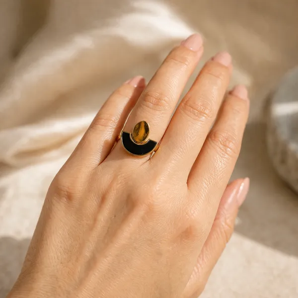Gold_Stainless_Steel_Smoky_Oval_Stone_Statement_Ring_For_Women