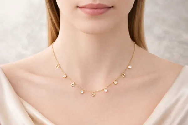 Gold_Stainless_Steel_Crystal_Drop_Sun_Charm_Necklace_For_Women