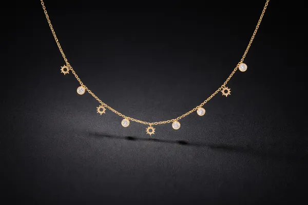 Gold_Stainless_Steel_Crystal_Drop_Sun_Charm_Necklace_For_Women