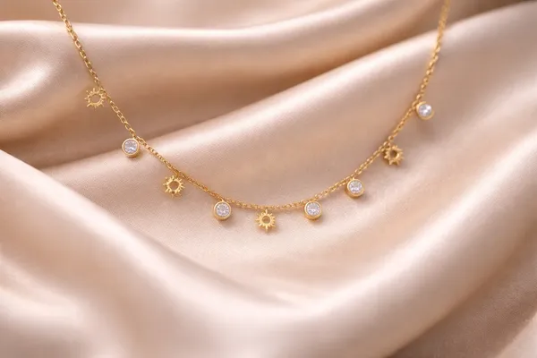 Gold_Stainless_Steel_Crystal_Drop_Sun_Charm_Necklace_For_Women