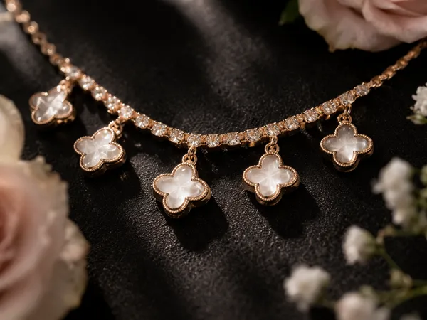 Rose_Gold_Stainless_Steel_Clover_Stone_Cascade_Necklace_For_Women