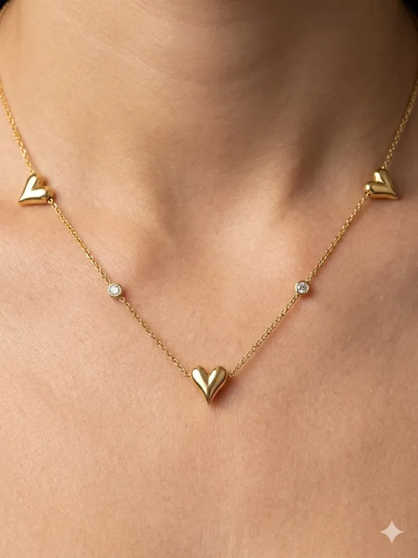 Gold_Stainless_Steel_Heart_Charm_Crystal_Necklace_For_Women