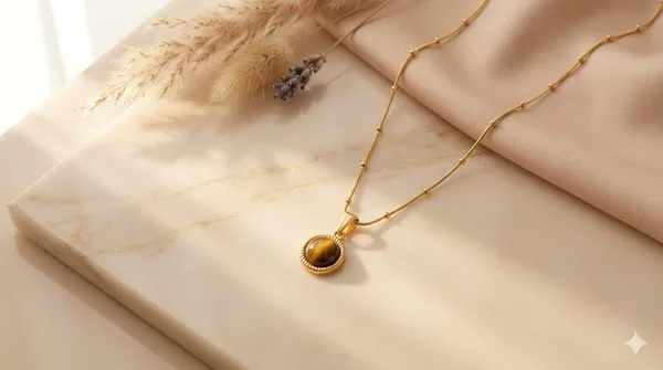 Gold_Stainless_Steel_Amber_Stone_Pendant_Necklace_For_Women