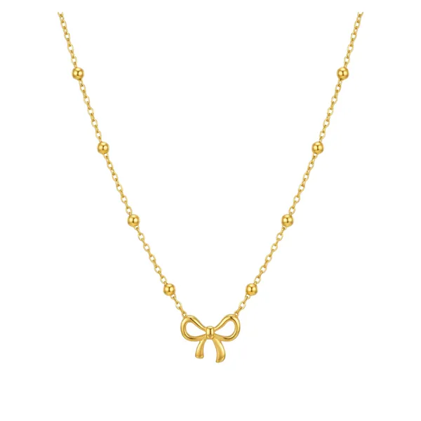 Gold_Stainless_Steel_Bow_Charm_Necklace_For_Women