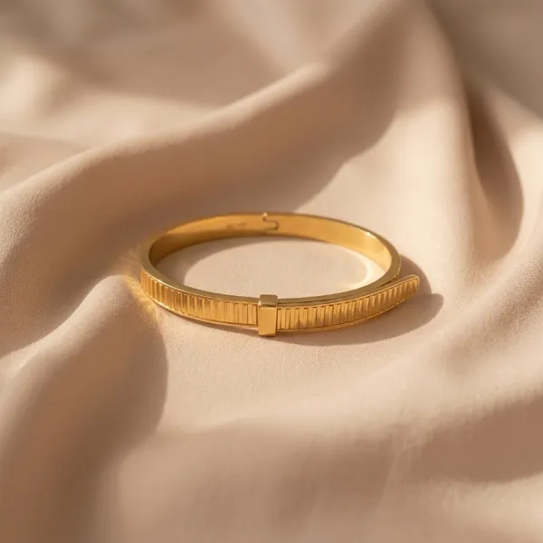Gold_Stainless_Steel_Textured_Cuff_Bangle_Bracelet_For_Women