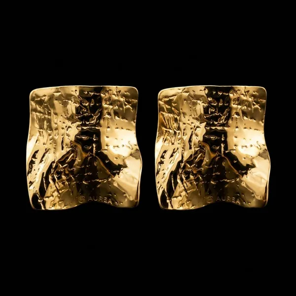 Gold_Stainless_Steel_Molten_Textured_Statement_Stud_Earrings_For_Women