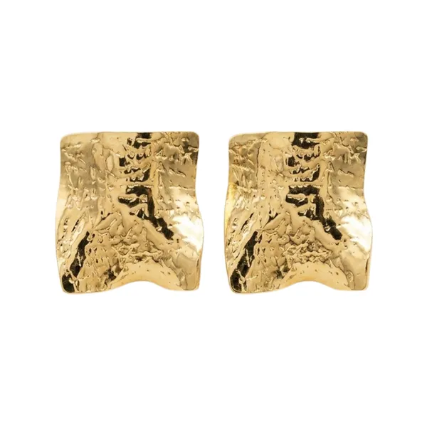 Gold_Stainless_Steel_Molten_Textured_Statement_Stud_Earrings_For_Women