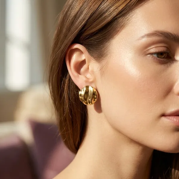 Gold_Stainless_Steel_Molten_Dome_Stud_Earrings_For_Women