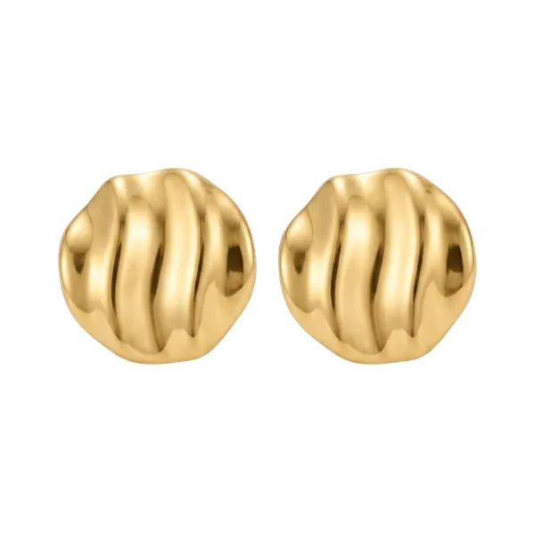 Gold_Stainless_Steel_Molten_Dome_Stud_Earrings_For_Women