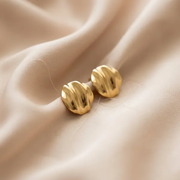 Gold_Stainless_Steel_Molten_Dome_Stud_Earrings_For_Women