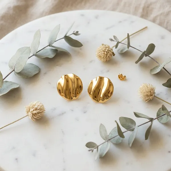Gold_Stainless_Steel_Molten_Dome_Stud_Earrings_For_Women