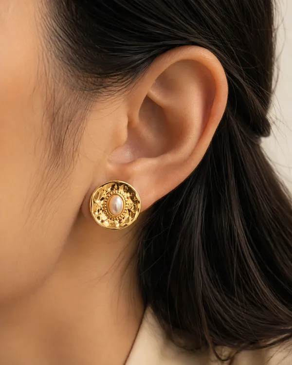 Gold_Stainless_Steel_Pearl_Medallion_Stud_Earrings_For_Women