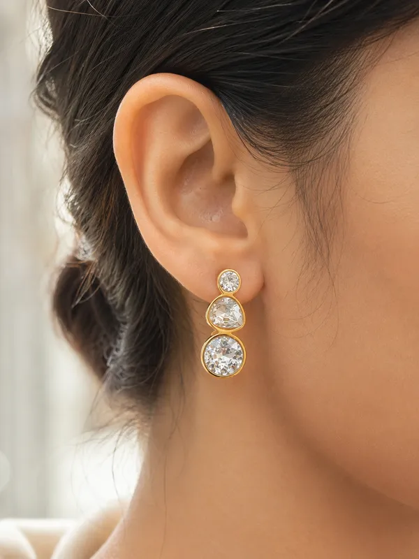 Gold_Stainless_Steel_Trio_Crystal_Drop_Earrings_For_Women