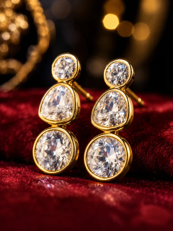 Gold_Stainless_Steel_Trio_Crystal_Drop_Earrings_For_Women