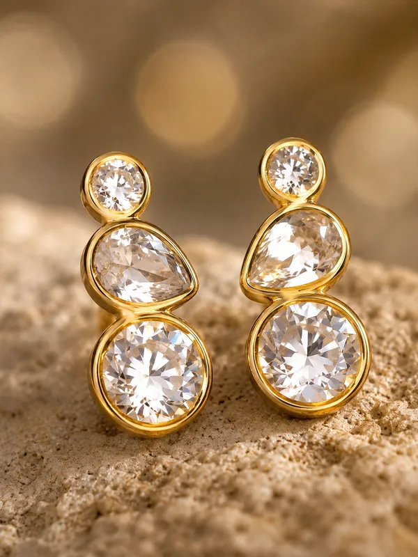 Gold_Stainless_Steel_Trio_Crystal_Drop_Earrings_For_Women