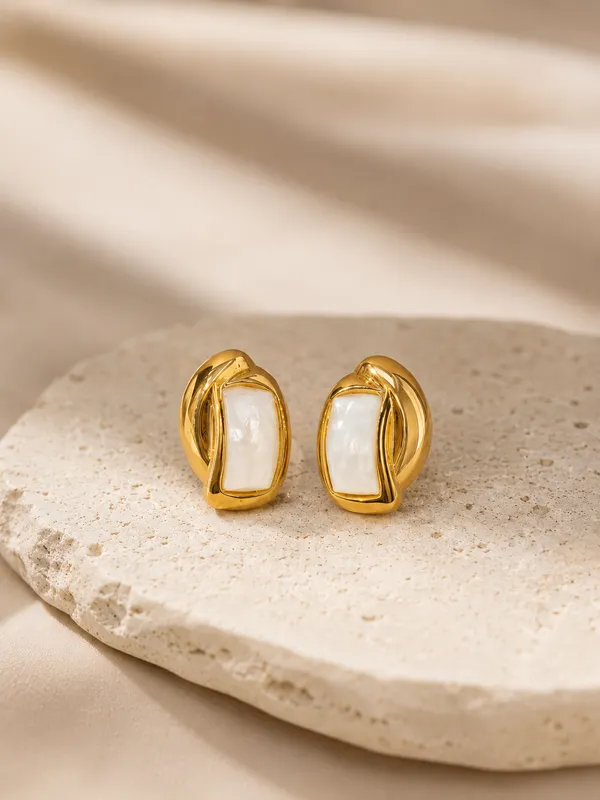 Gold_Stainless_Steel_Ivory_Enamel_Sculptural_Statement_Earrings_For_Women