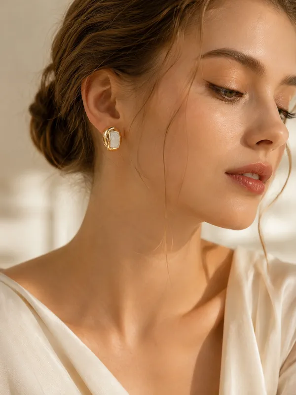 Gold_Stainless_Steel_Ivory_Enamel_Sculptural_Statement_Earrings_For_Women