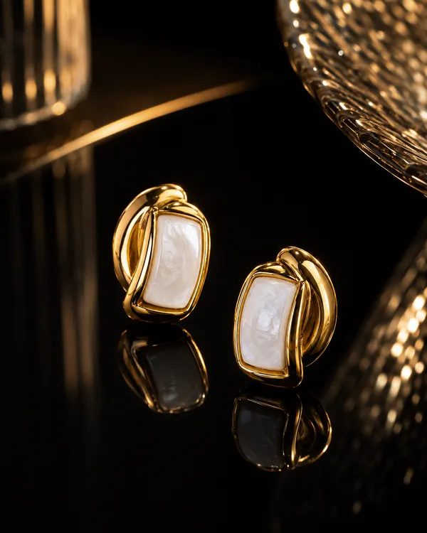 Gold_Stainless_Steel_Ivory_Enamel_Sculptural_Statement_Earrings_For_Women