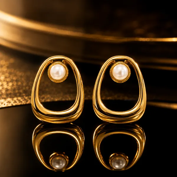 Gold_Stainless_Steel_Pearl_Abstract_Frame_Stud_Earrings_For_Women