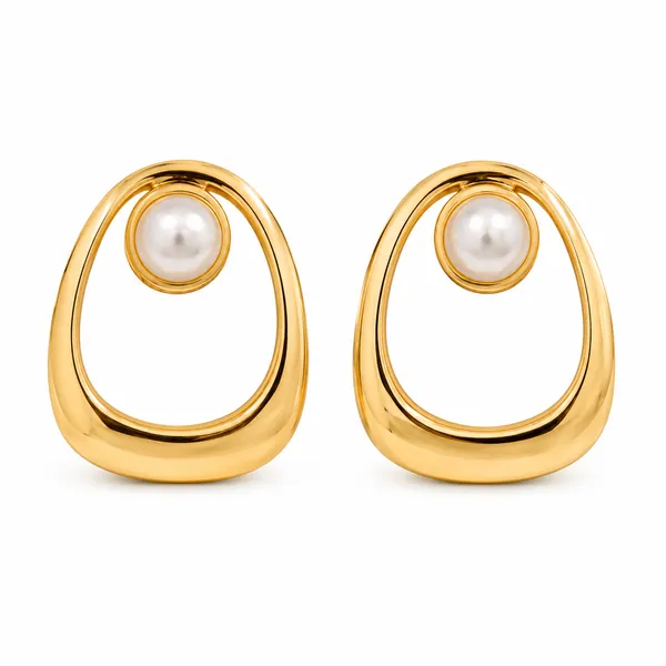 Gold_Stainless_Steel_Pearl_Abstract_Frame_Stud_Earrings_For_Women