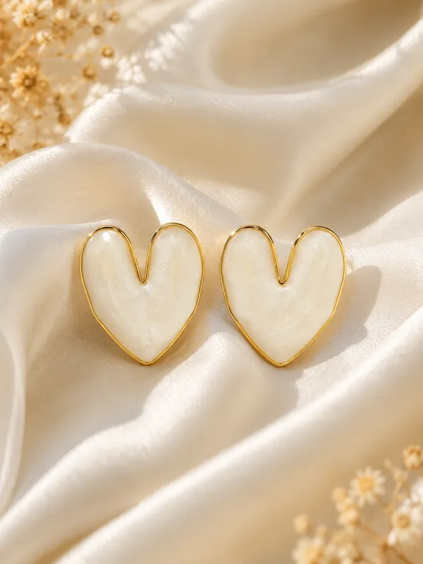 Gold_Stainless_Steel_Ivory_Heart_Enamel_Stud_Earrings_For_Women