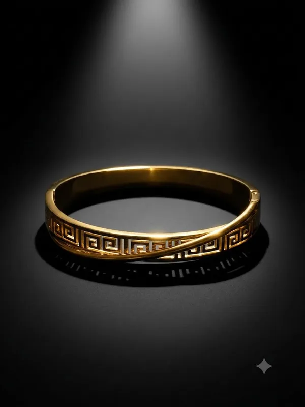 Gold_Stainless_Steel_Greek_Geometric_Pattern_Bangle_For_Women