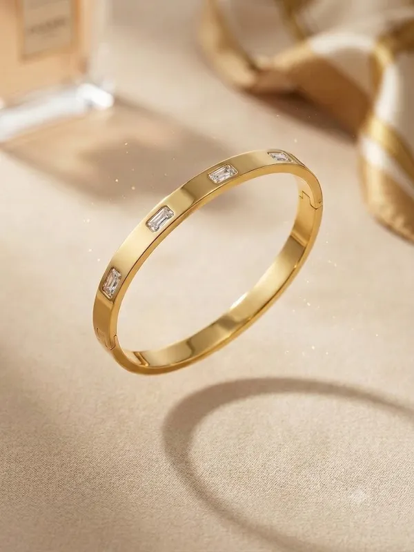 Gold_Stainless_Steel_Baguette_Crystal_Bangle_Bracelet_For_Women