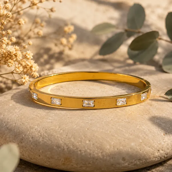 Gold_Stainless_Steel_Baguette_Crystal_Bangle_Bracelet_For_Women
