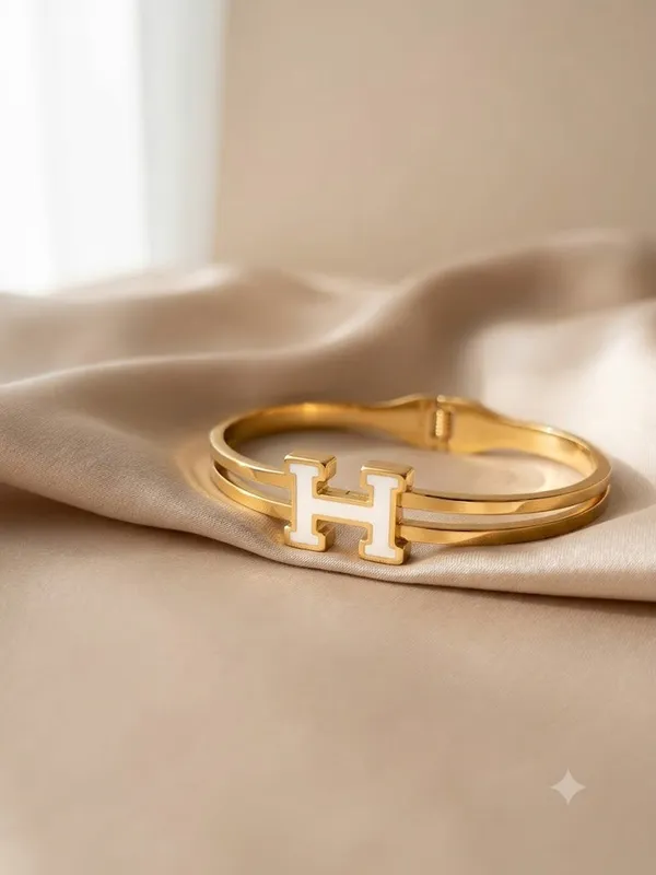Gold_Stainless_Steel_H_Motif_Double_Band_Cuff_Bracelet_For_Women