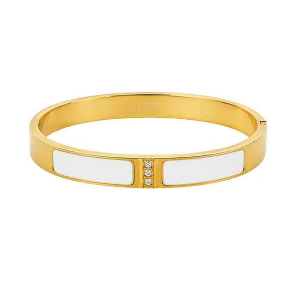 Gold_Stainless_Steel_White_Enamel_Crystal_Bangle_Bracelet_For_Women