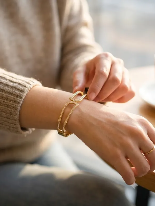 Gold_Stainless_Steel_Crystal_Open_Cuff_Bracelet_For_Women