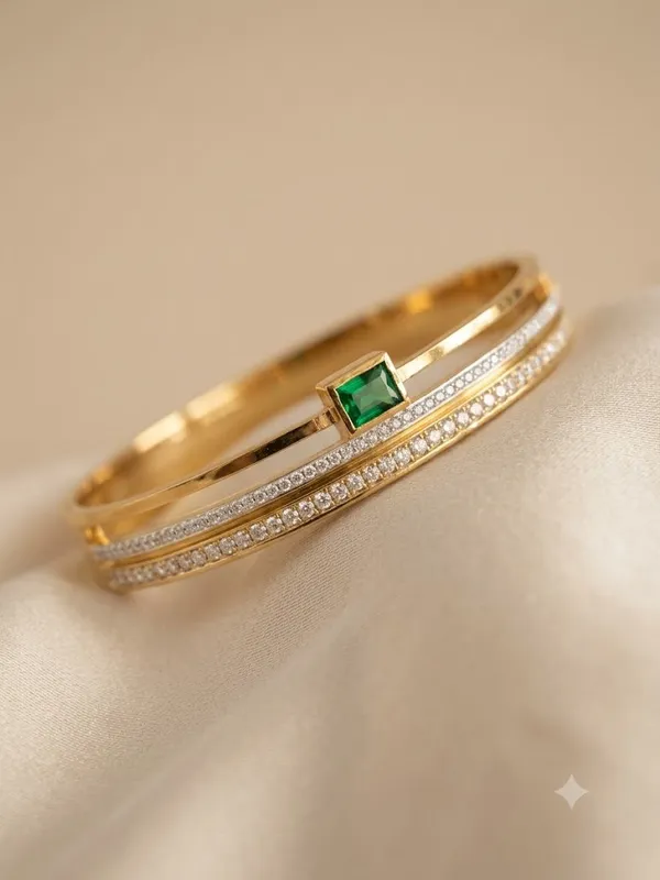 Gold_Stainless_Steel_Emerald_Green_Crystal_Cuff_Bracelet_For_Women