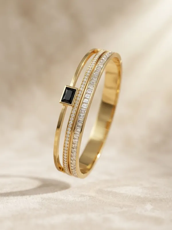 Gold_Stainless_Steel_Black_Crystal_Cuff_Bracelet_For_Women