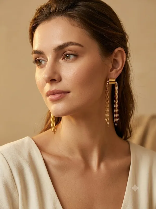 Gold_Stainless_Steel_Cascade_Tassel_Drop_Earrings_For_Women