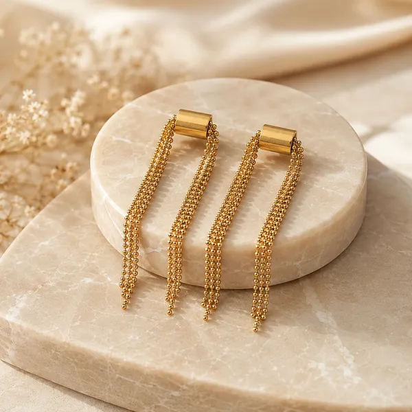 Gold_Stainless_Steel_Cascade_Tassel_Drop_Earrings_For_Women