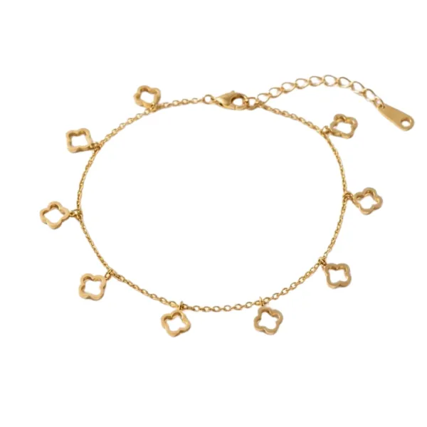 Gold_Stainless_Steel_Floral_Charm_Chain_Bracelet_For_Women
