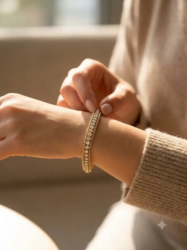 Gold_Stainless_Steel_Crystal_Multi_Layer_Bracelet_For_Women