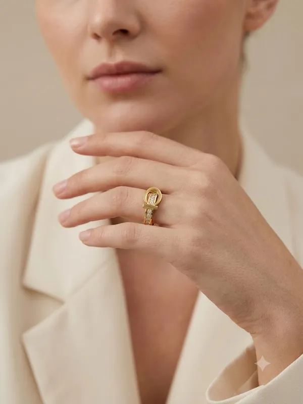 Gold_Stainless_Steel_Crystal_Buckle_Ring_For_Women